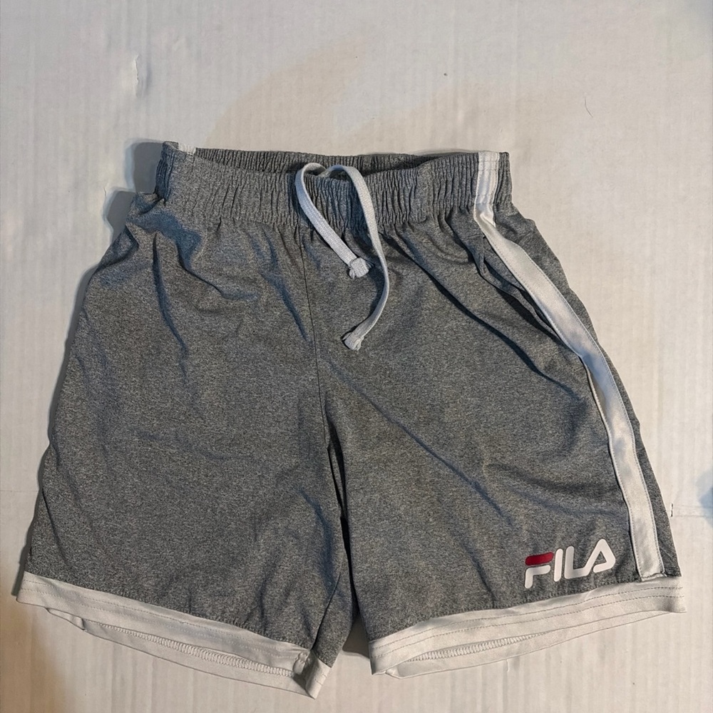 Fila Men’s Heather Gray Athletic Shorts with White Trim